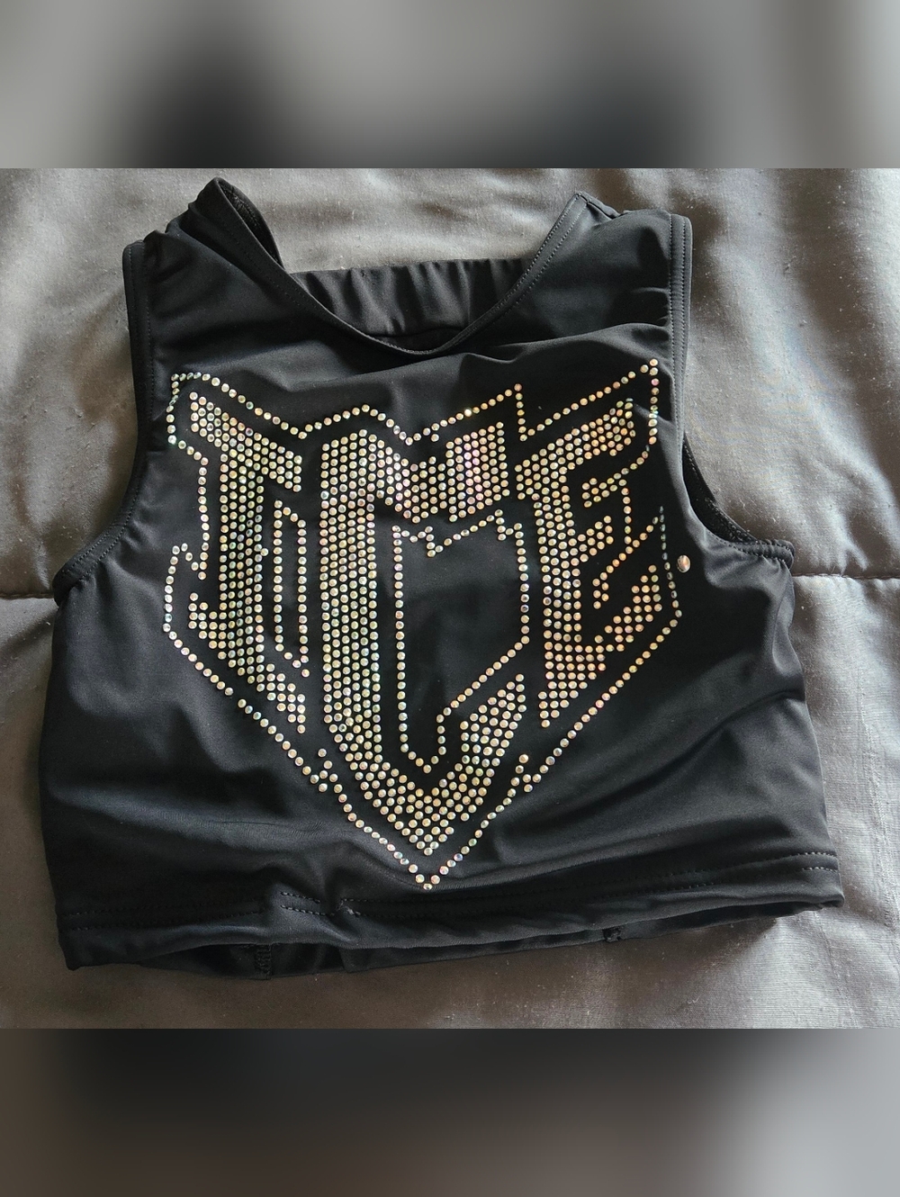 Black Rhinestone ICE Allstars Logo Crop Tank Top